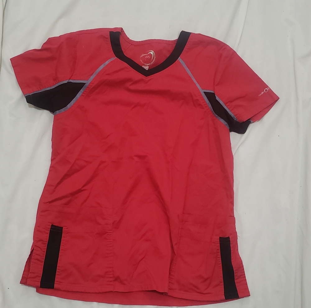 Red and Black Scrub Top